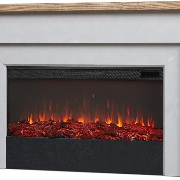 Real Flame Malie 68″ Electric Fireplace with Mantel & Remote Control