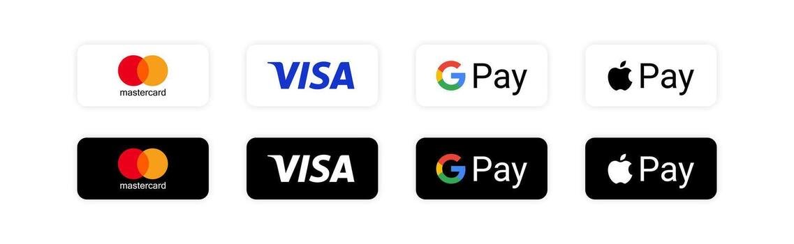 We accept Mastercard, Visa, Apple Pay, and Google Pay